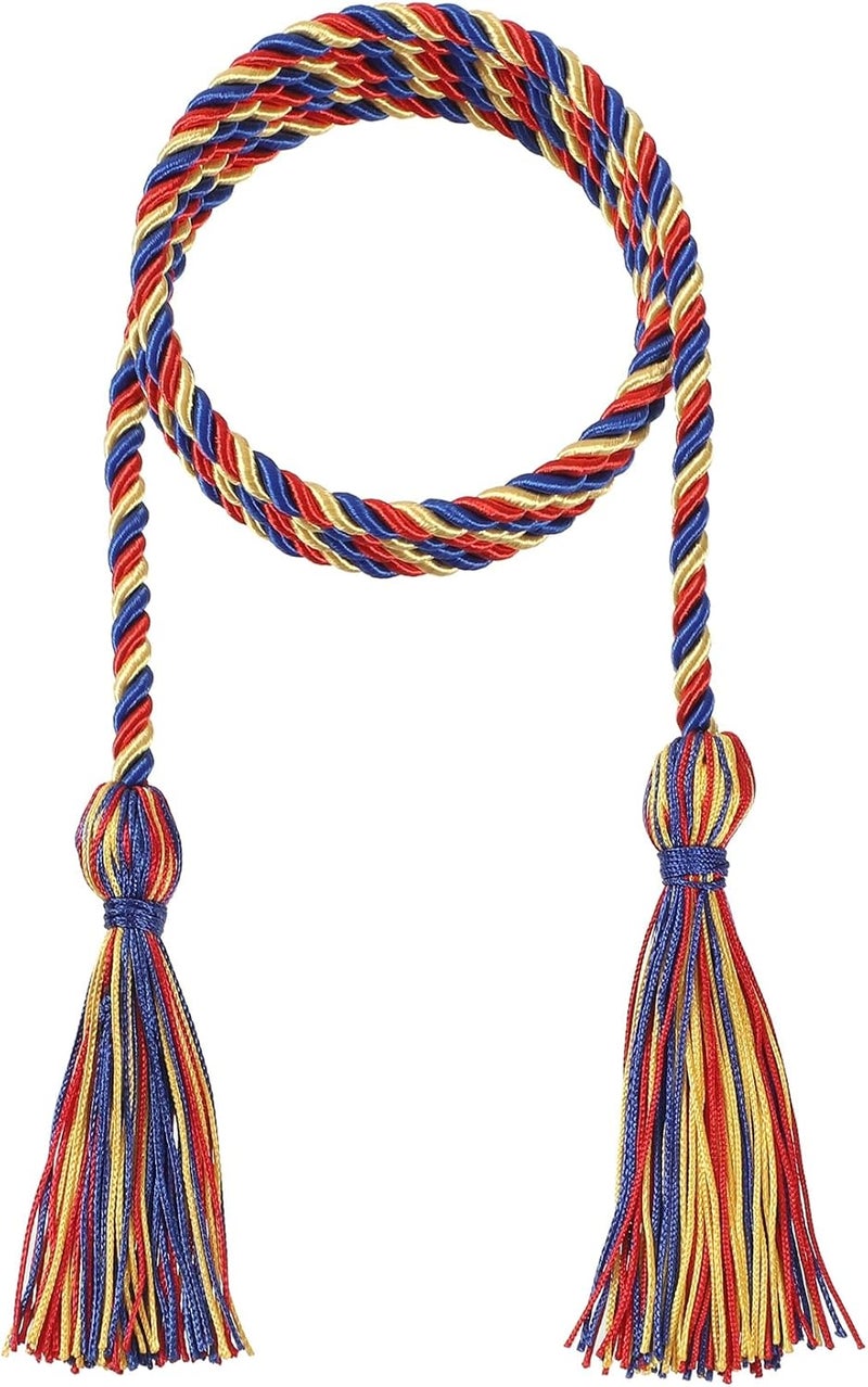 D DODOU 10 Pieces Graduation Cords Polyester Graduation Honor Braided Cords with Sewing Tassels for Bachelor, Master, Doctor 68" Long (Red Royal Blue Gold) - Image 2